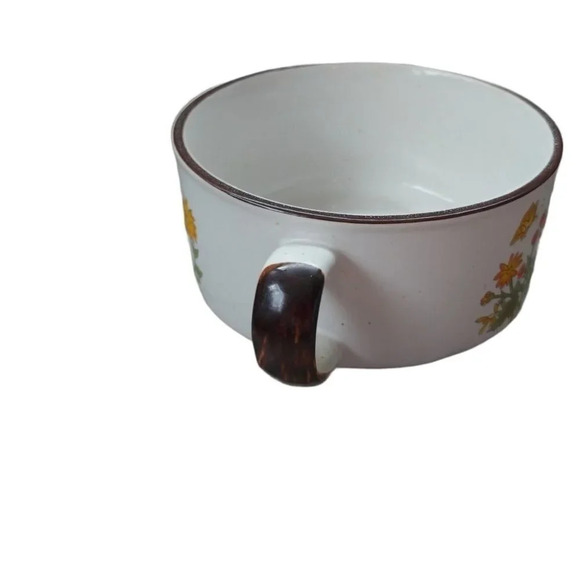 Vintage Stoneware Soup Bowl, 2 Handles  Wildflowers - Picture 3 of 7